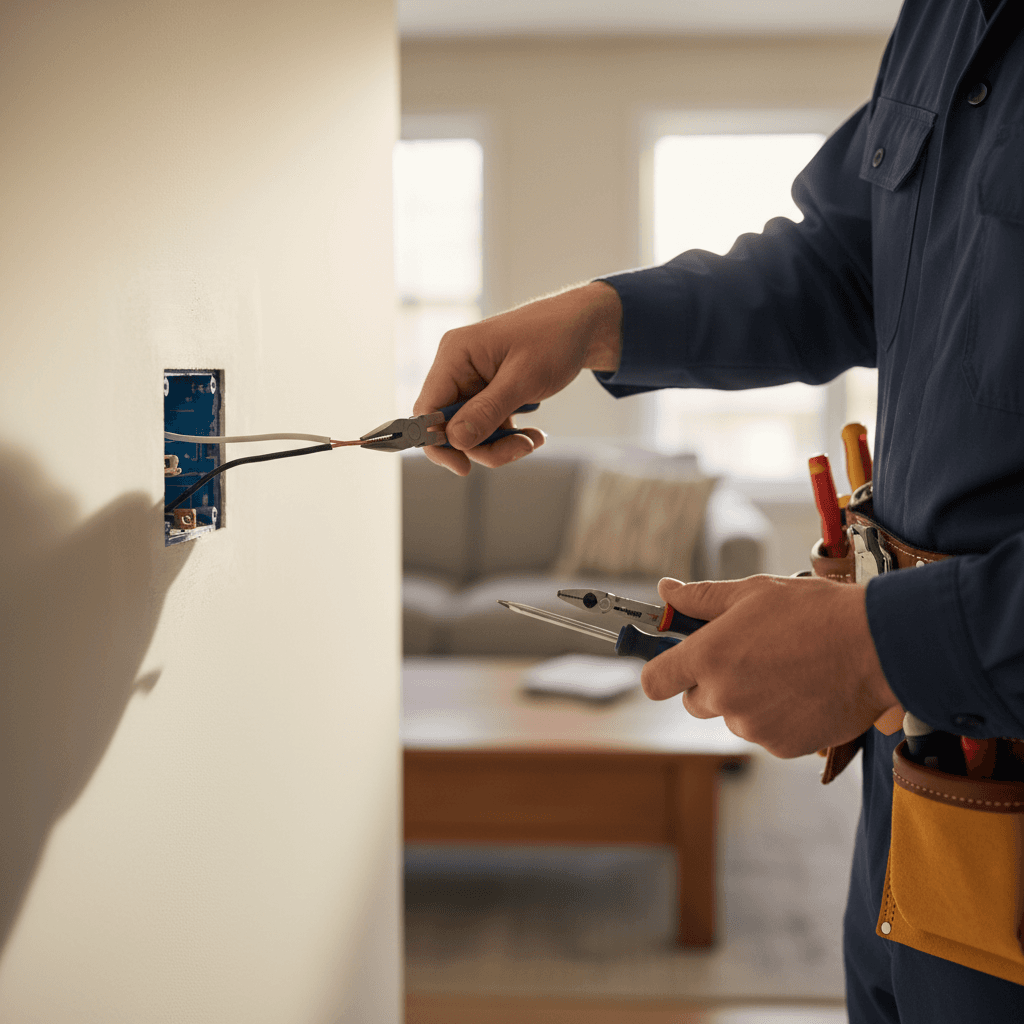 Trabajo eléctrico profesional con instalación de switches