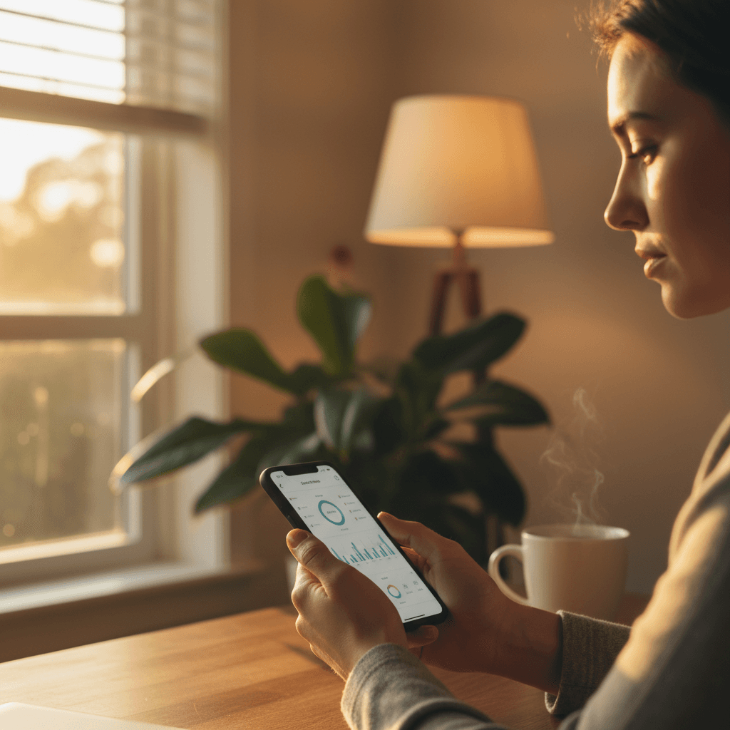 Profesional de reformas consultando WhatsApp para comunicarse con un cliente